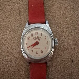 Ingersoll Red Mickey Mouse Watch with Silver Case